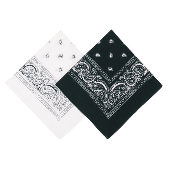 Bandanas - Traditional Paisley Pattern - 2PCK- Black & White - NWT - Picture 3 of 9